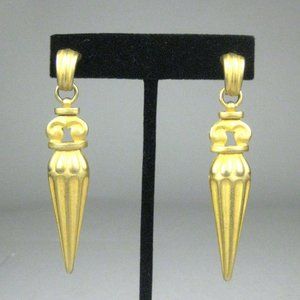 Earrings Womens Stud Dangle Goldtone Vistorian STYLE Torepedo Statement 2.8 inch